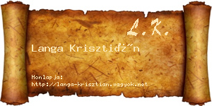 Langa Krisztián névjegykártya
